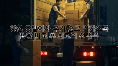 양산 용달이사 후기: 숨고, 카카오톡 용달 비교 후 최고의 선택은?